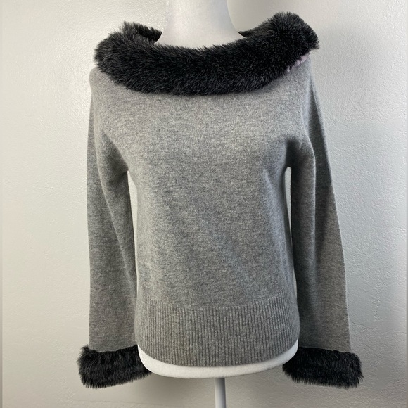 Garnet Hill Lambswool Angora Rabbit Hair Sweater Gray Women’s Medium - Picture 13 of 13